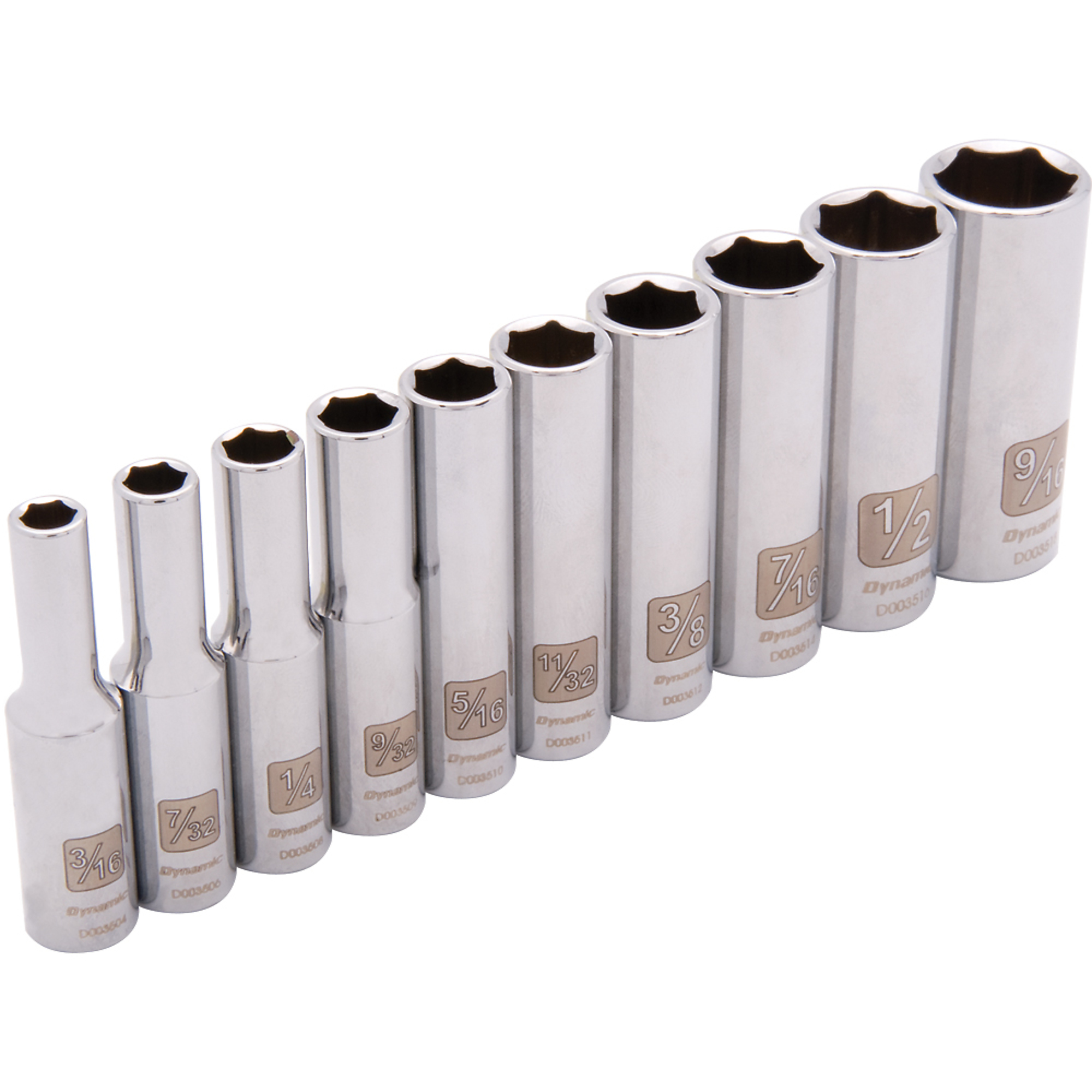 Dynamic Tools, 1/4in. Drive 10 Piece 6 Point, Deep SAE Socket Set, Measurement Standard Standard (SAE), Pieces (qty.) 10 Socket Set Type 1/4in. Drive Sets, Model# D004001